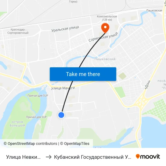 Улица Невкипелого to Кубанский Государственный Университет map