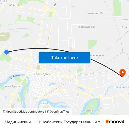 Медицинский Центр to Кубанский Государственный Университет map