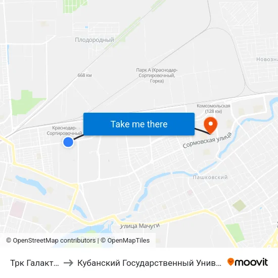 Трк Галактика to Кубанский Государственный Университет map