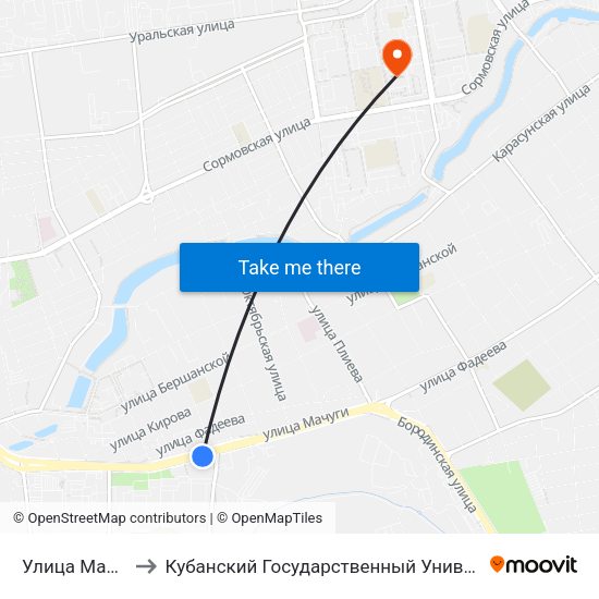 Улица Мачуги to Кубанский Государственный Университет map