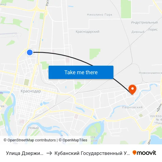Улица Дзержинского to Кубанский Государственный Университет map