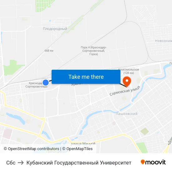 Сбс to Кубанский Государственный Университет map