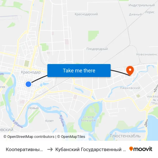 Кооперативный Рынок to Кубанский Государственный Университет map