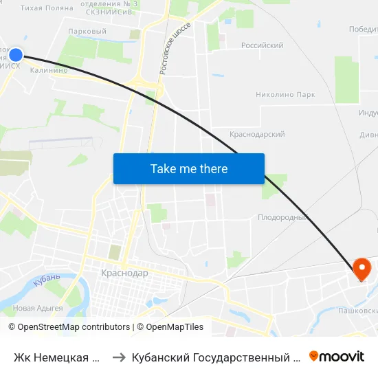 Жк Немецкая Деревня to Кубанский Государственный Университет map