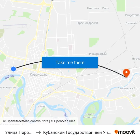 Улица Передерия to Кубанский Государственный Университет map