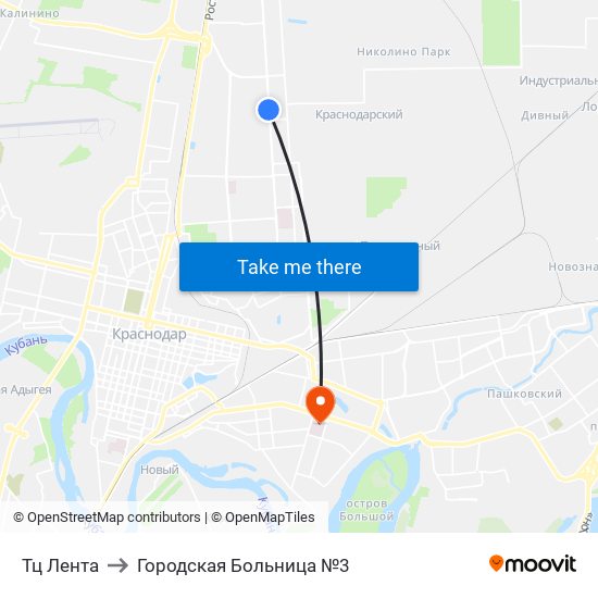 Тц Лента to Городская Больница №3 map