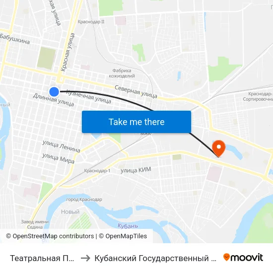 Театральная Площадь to Кубанский Государственный Университет map