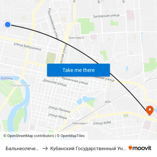 Бальнеолечебница to Кубанский Государственный Университет map