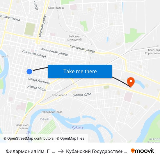 Филармония Им. Г. Понаморенко to Кубанский Государственный Университет map