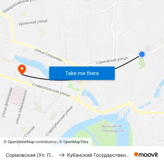 Сормовская (Ул. Первомайская) to Кубанский Государственный Университет map