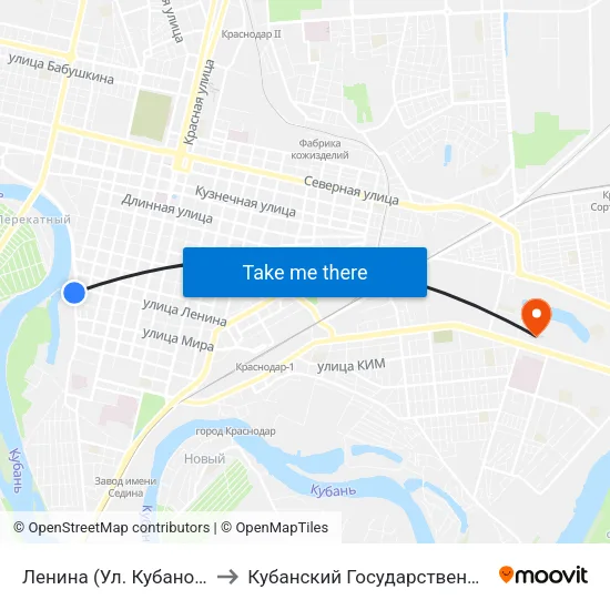 Ленина (Ул. Кубанонабережная) to Кубанский Государственный Университет map
