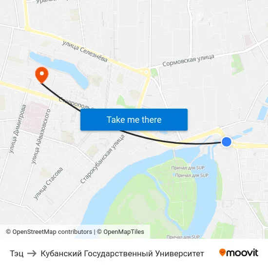Тэц to Кубанский Государственный Университет map