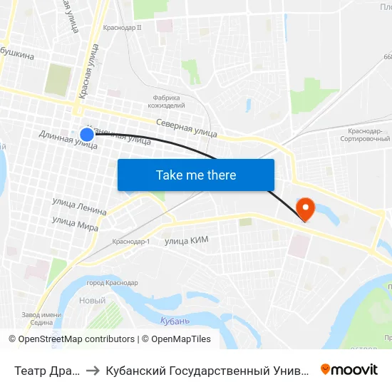 Театр Драмы to Кубанский Государственный Университет map