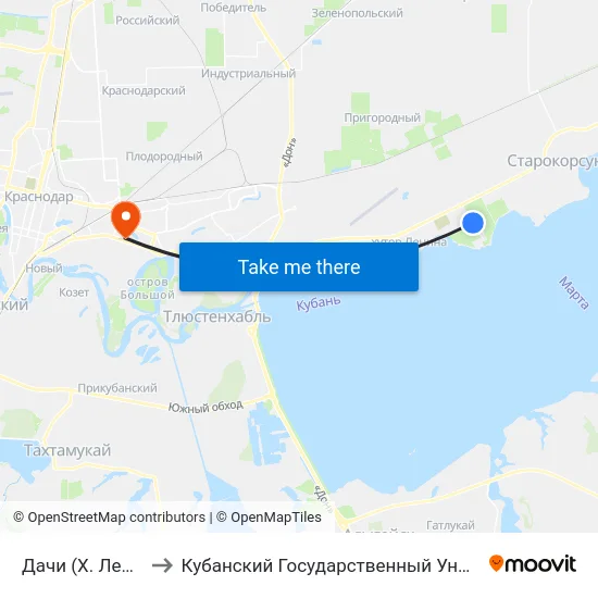Дачи (Х. Ленина) to Кубанский Государственный Университет map