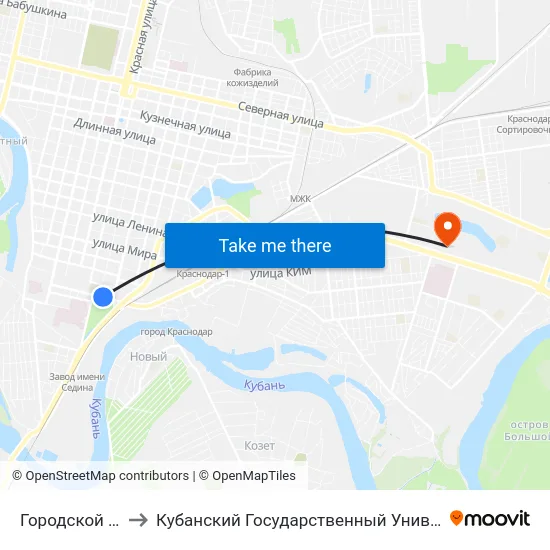 Городской Сад to Кубанский Государственный Университет map