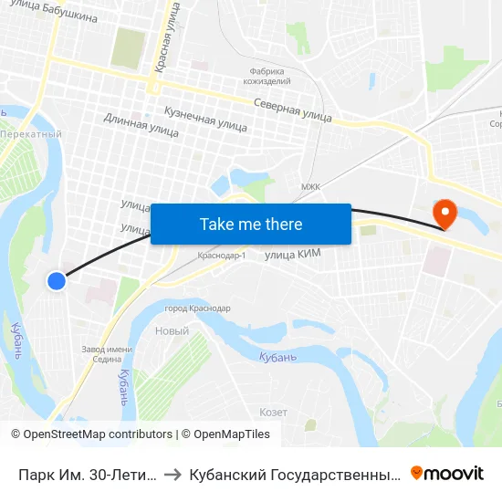 Парк Им. 30-Летия Победы to Кубанский Государственный Университет map