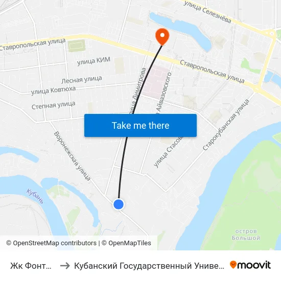 Жк Фонтаны to Кубанский Государственный Университет map