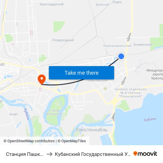 Станция Пашковская to Кубанский Государственный Университет map