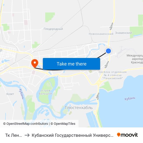 Тк Лента to Кубанский Государственный Университет map