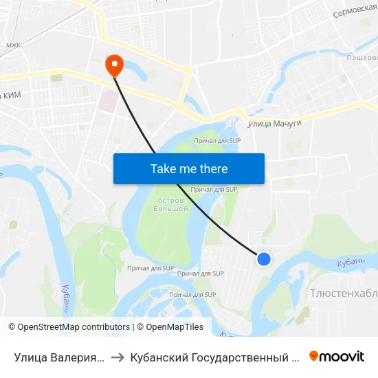 Улица Валерия Гассия to Кубанский Государственный Университет map