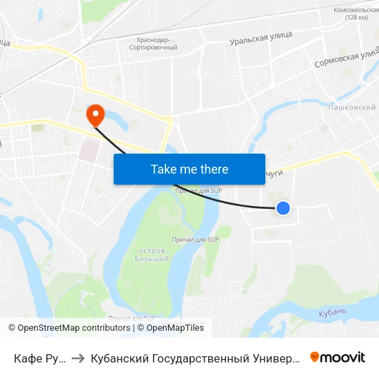 Кафе Русь to Кубанский Государственный Университет map