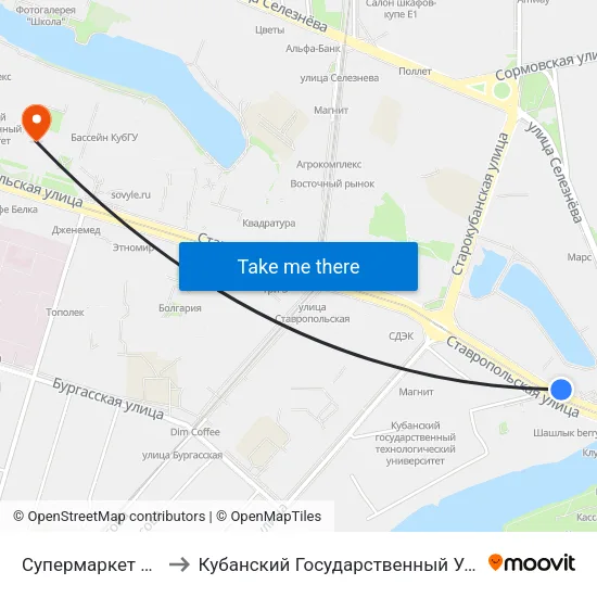 Супермаркет Табрис to Кубанский Государственный Университет map