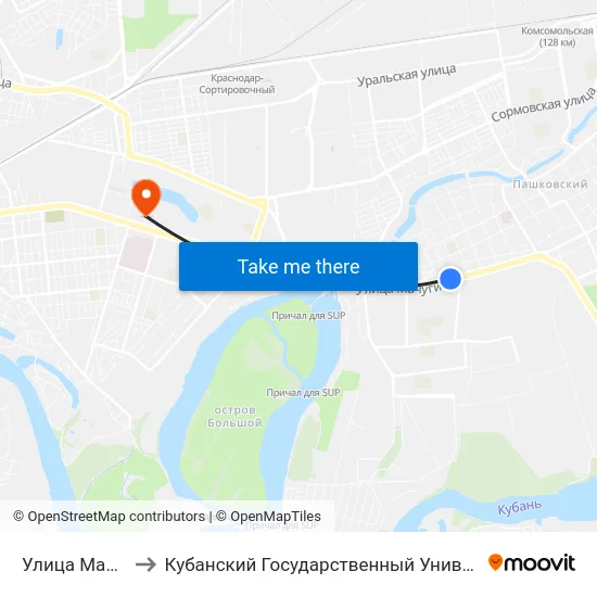 Улица Мачуги to Кубанский Государственный Университет map