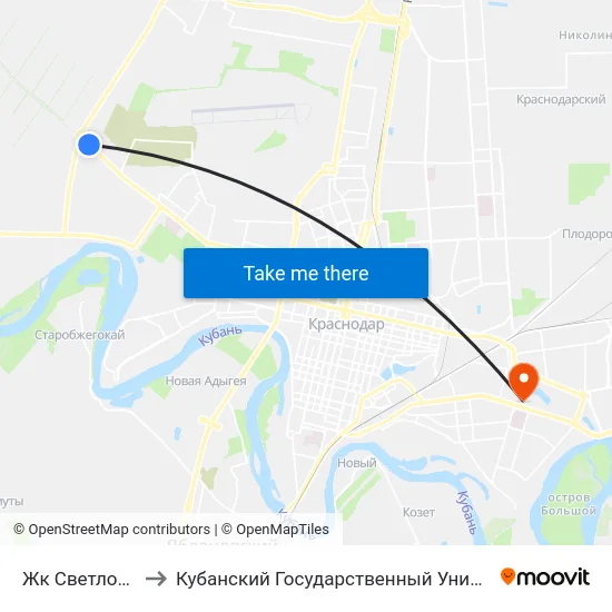 Жк Светлоград to Кубанский Государственный Университет map
