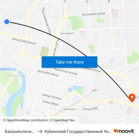 Бальнеолечебница to Кубанский Государственный Университет map