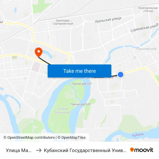 Улица Мачуги to Кубанский Государственный Университет map
