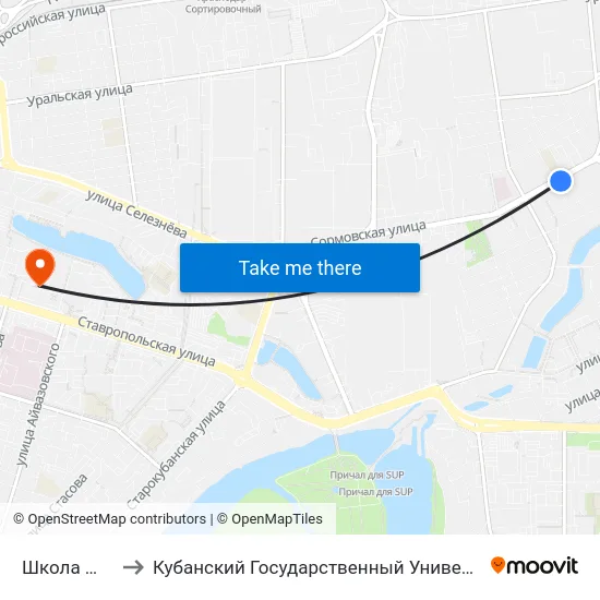 Школа №53 to Кубанский Государственный Университет map