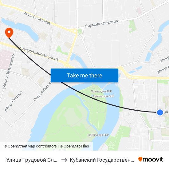 Улица Трудовой Славы/Игнатова to Кубанский Государственный Университет map