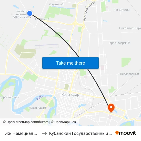 Жк Немецкая Деревня to Кубанский Государственный Университет map