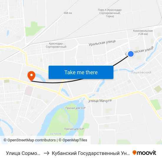 Улица Сормовская to Кубанский Государственный Университет map