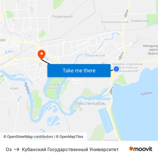 Оз to Кубанский Государственный Университет map