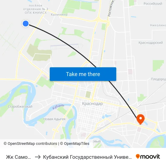 Жк Самолет to Кубанский Государственный Университет map