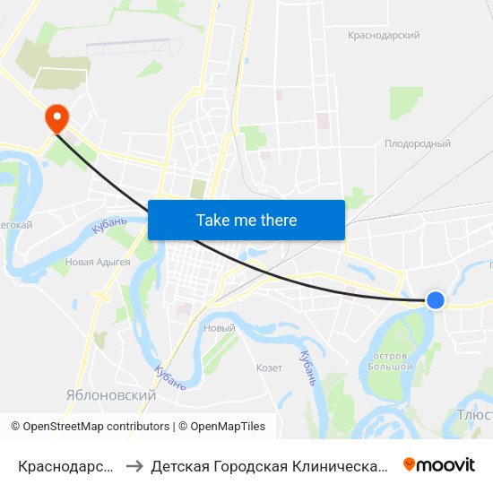 Краснодарская Тэц to Детская Городская Клиническая Больница №1 map
