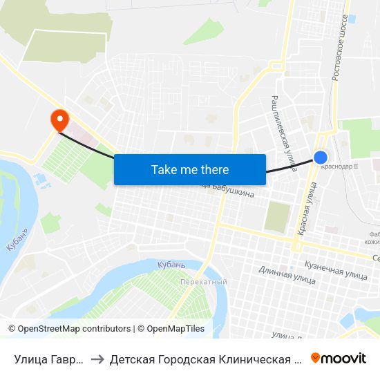 Улица Гаврилова to Детская Городская Клиническая Больница №1 map