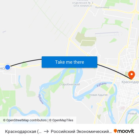 Краснодарская (Ст. Елизаветинская) to Российский Экономический Университет Им. Г.В. Плеханова map