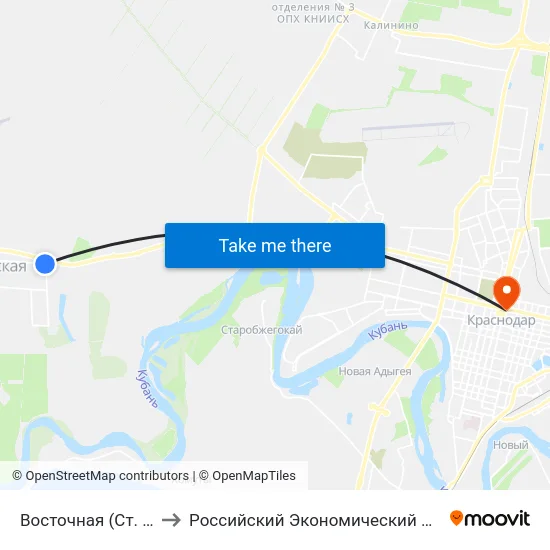 Восточная (Ст. Елизаветинская) to Российский Экономический Университет Им. Г.В. Плеханова map