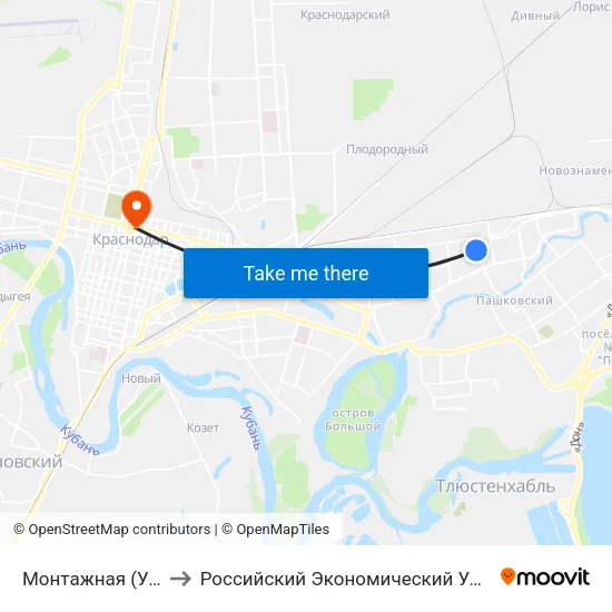 Монтажная (Ул. Просторная) to Российский Экономический Университет Им. Г.В. Плеханова map