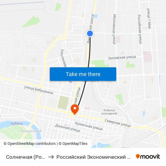 Солнечная (Ростовское Шоссе) to Российский Экономический Университет Им. Г.В. Плеханова map