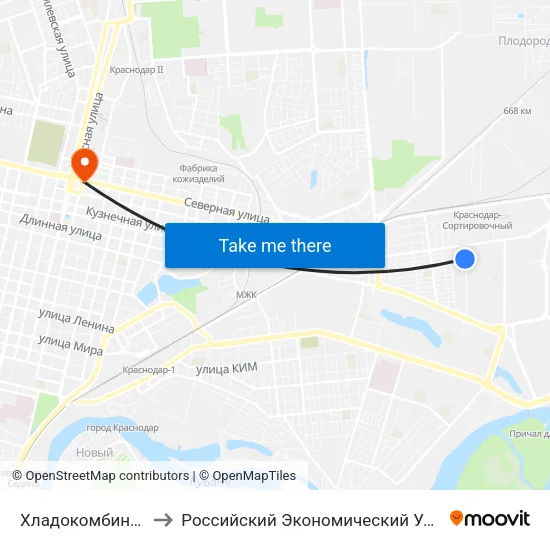 Хладокомбинат (Ул. Стасова) to Российский Экономический Университет Им. Г.В. Плеханова map