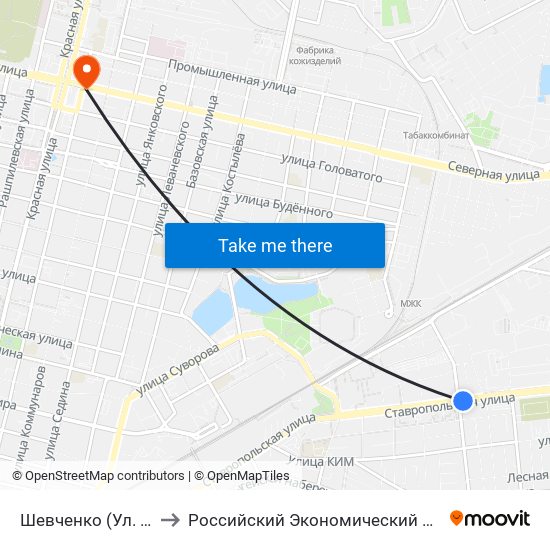 Шевченко (Ул. Ставропольская) to Российский Экономический Университет Им. Г.В. Плеханова map