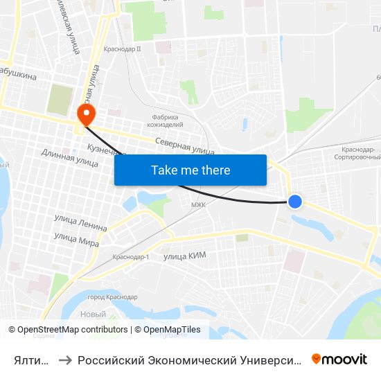 Ялтинская to Российский Экономический Университет Им. Г.В. Плеханова map