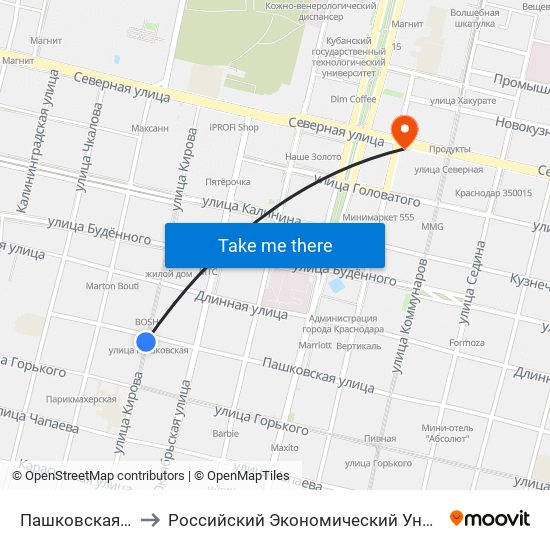 Пашковская (Ул. Кирова) to Российский Экономический Университет Им. Г.В. Плеханова map