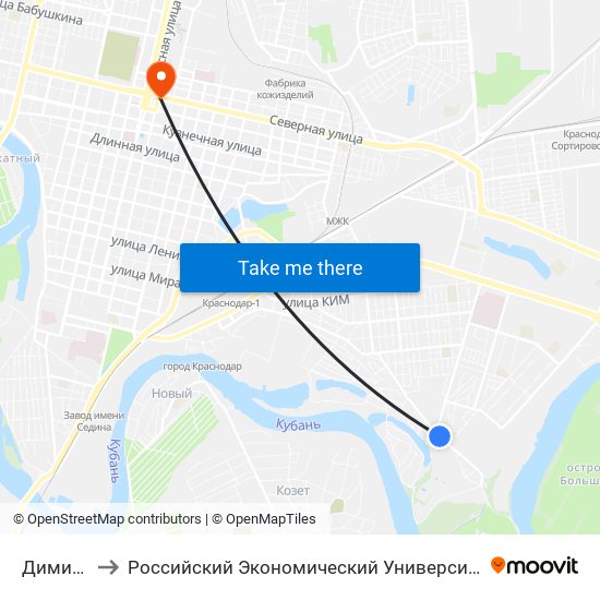 Димитрова to Российский Экономический Университет Им. Г.В. Плеханова map