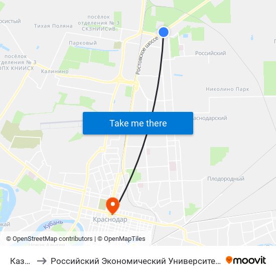 Казачок to Российский Экономический Университет Им. Г.В. Плеханова map