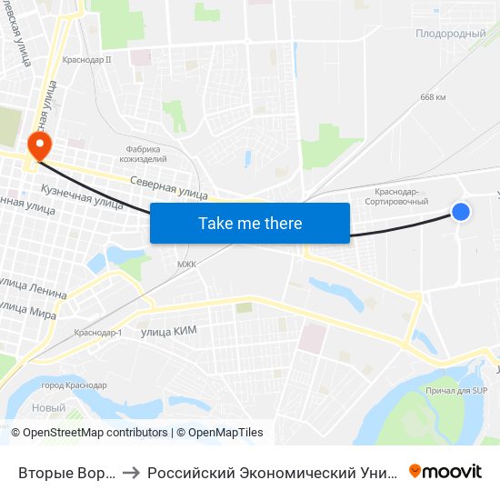 Вторые Ворота Гаранта to Российский Экономический Университет Им. Г.В. Плеханова map