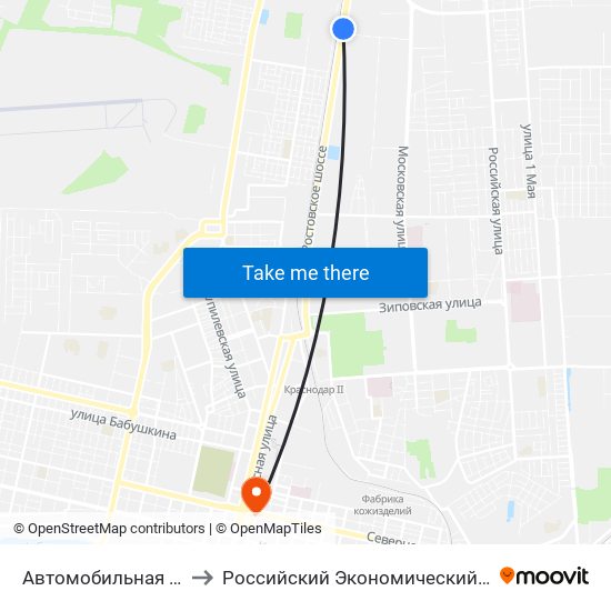 Автомобильная (Ростовское Шоссе) to Российский Экономический Университет Им. Г.В. Плеханова map